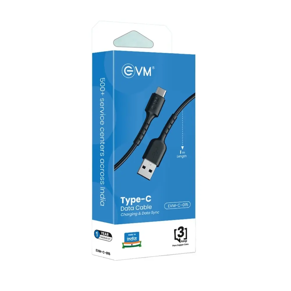 EVM Type C Charge & Sync Cable PVC BLACK 1 M from the B2B distributor catalogue