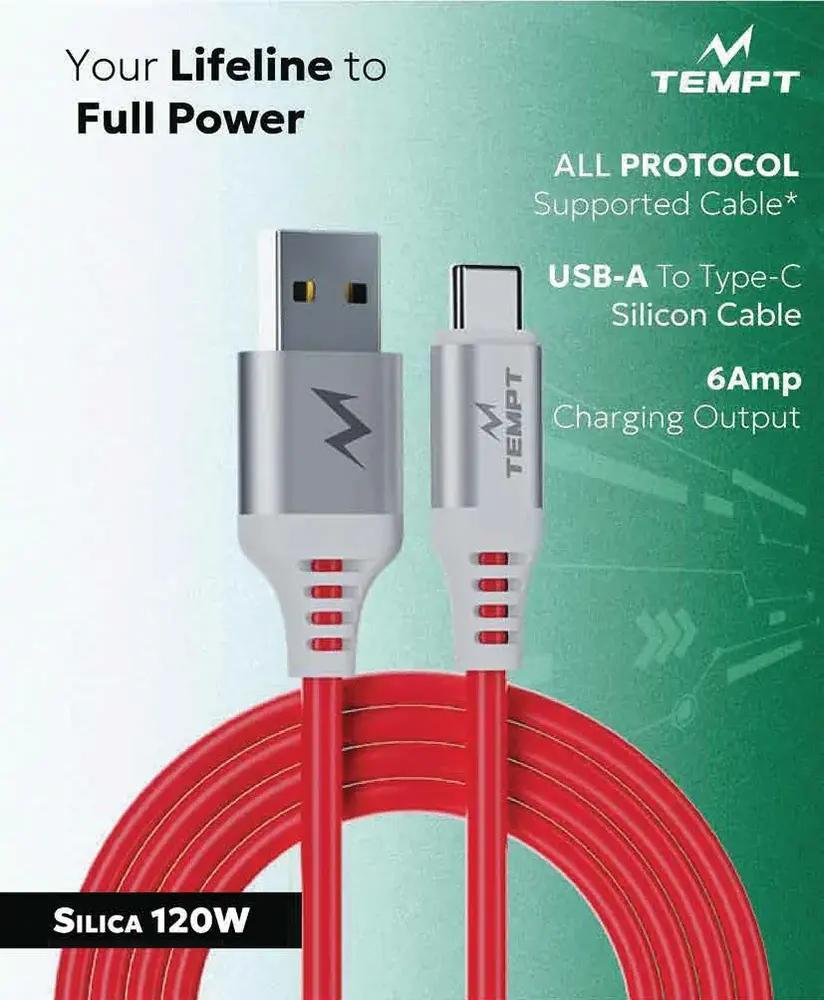 Tempt SILICA 120W USB A to C from the B2B distributor catalogue